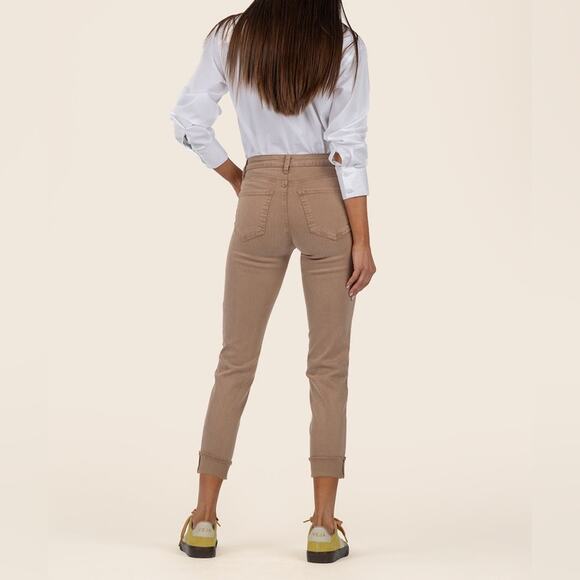 Kut from the Kloth Amy Crop Straight Leg Pants Cappuccino Tan Beige NWT Size 0 - Picture 2 of 8